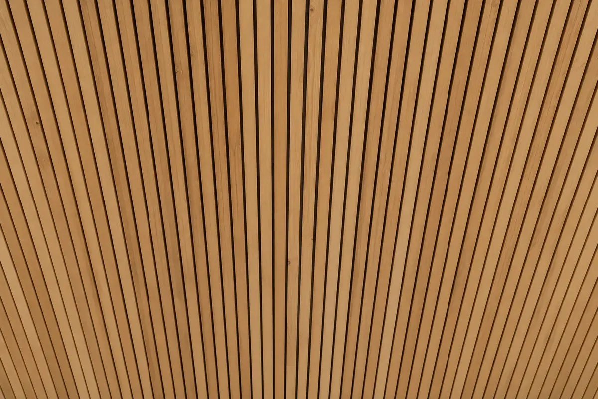 Ceiling with wood slats