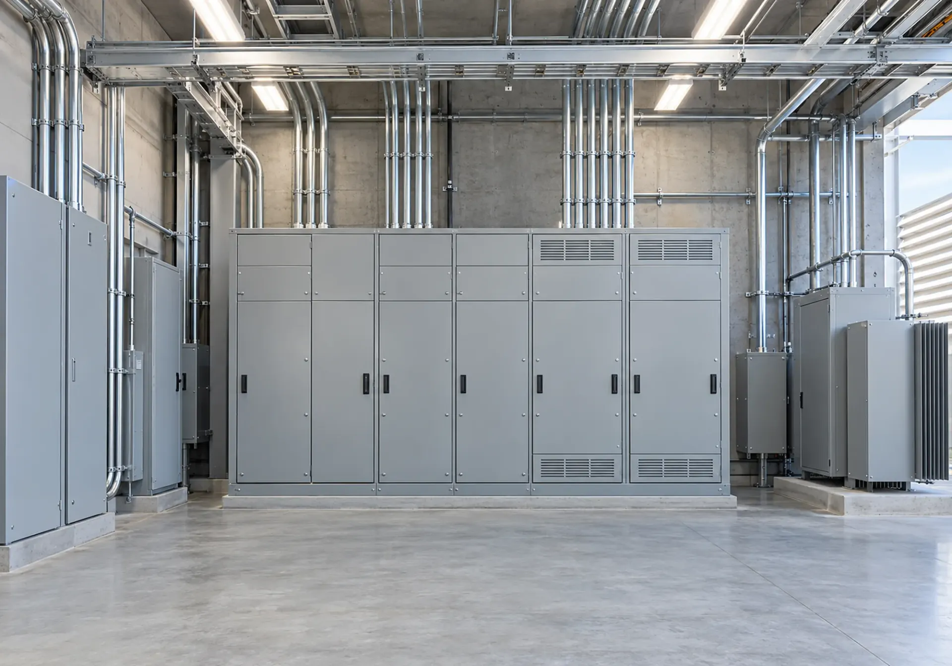 Industrial switchgear and neat conduit for a commercial solar project in Los Angeles