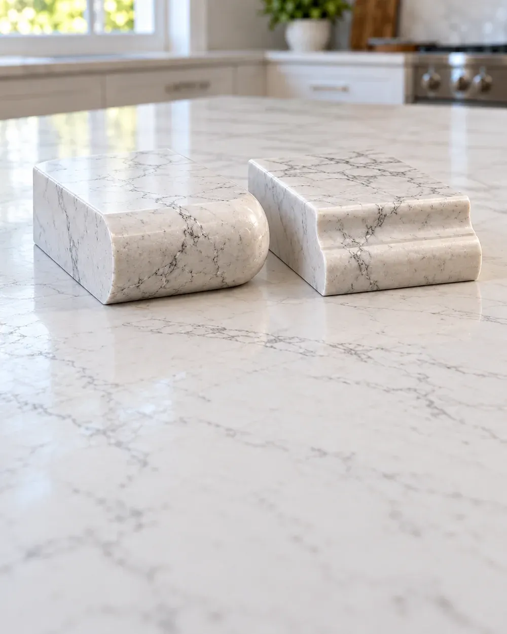 Countertop edge profiles in Los Angeles, CA: bullnose and ogee stone edge detail