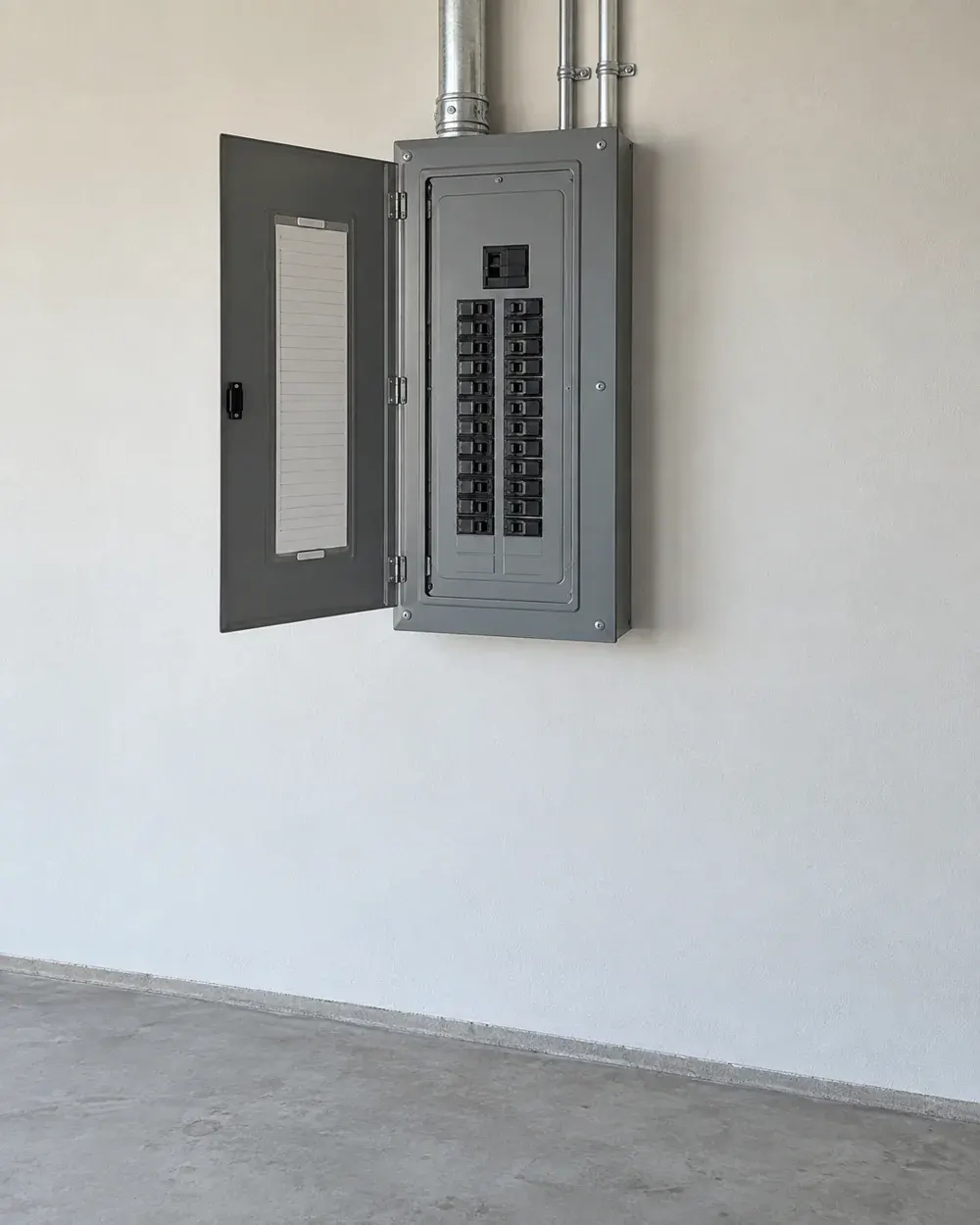 Electrical panel upgrade for solar in Los Angeles, CA: new main service panel with neat conduit