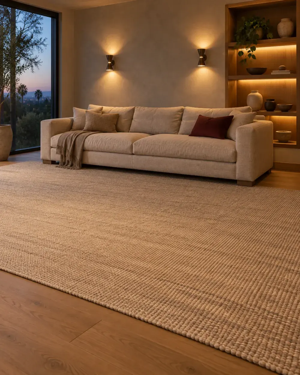 Living room lighting installation in Los Angeles, CA: wall sconces and accent lighting