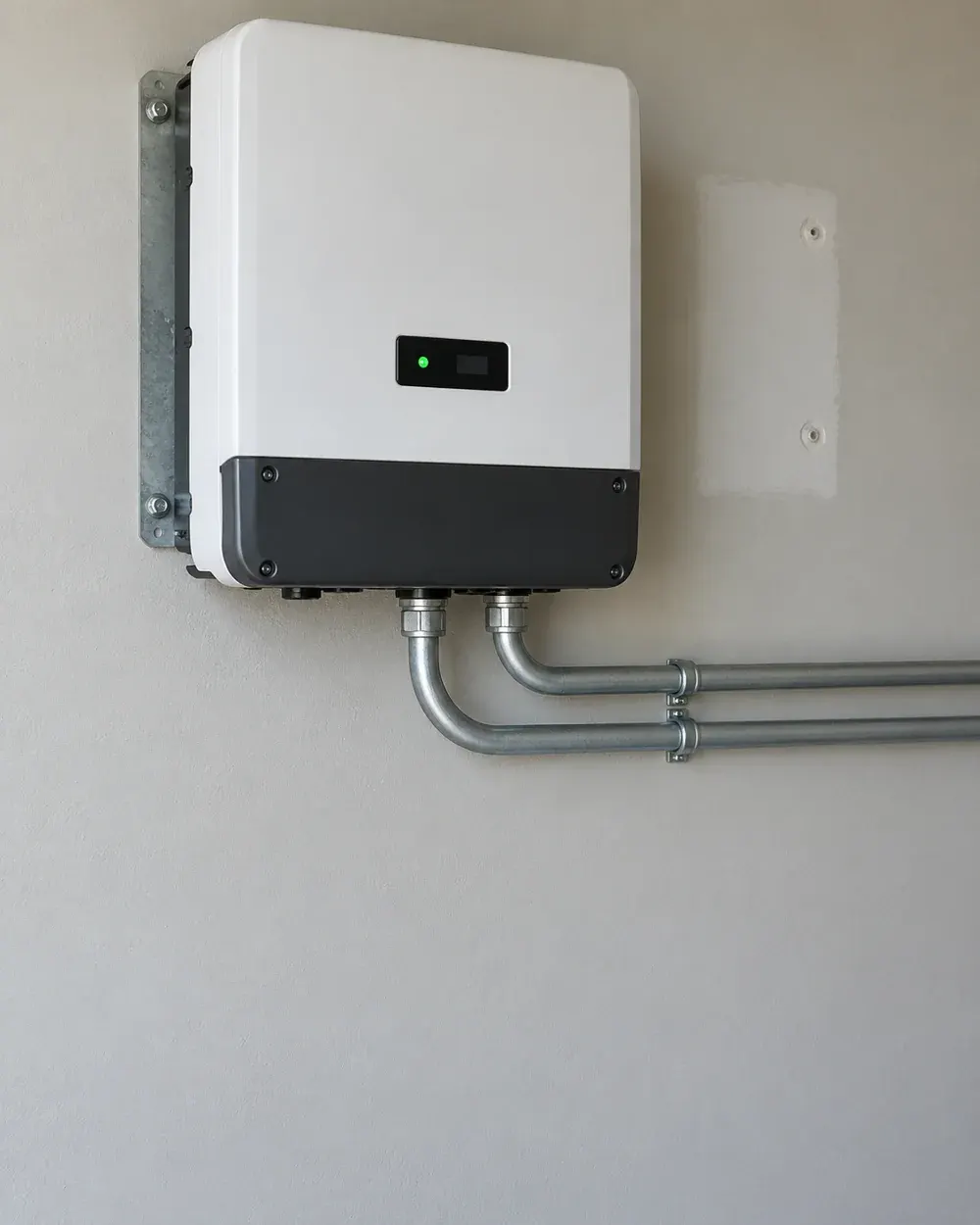 Solar inverter replacement in Los Angeles, CA: new inverter mounted on a bracket