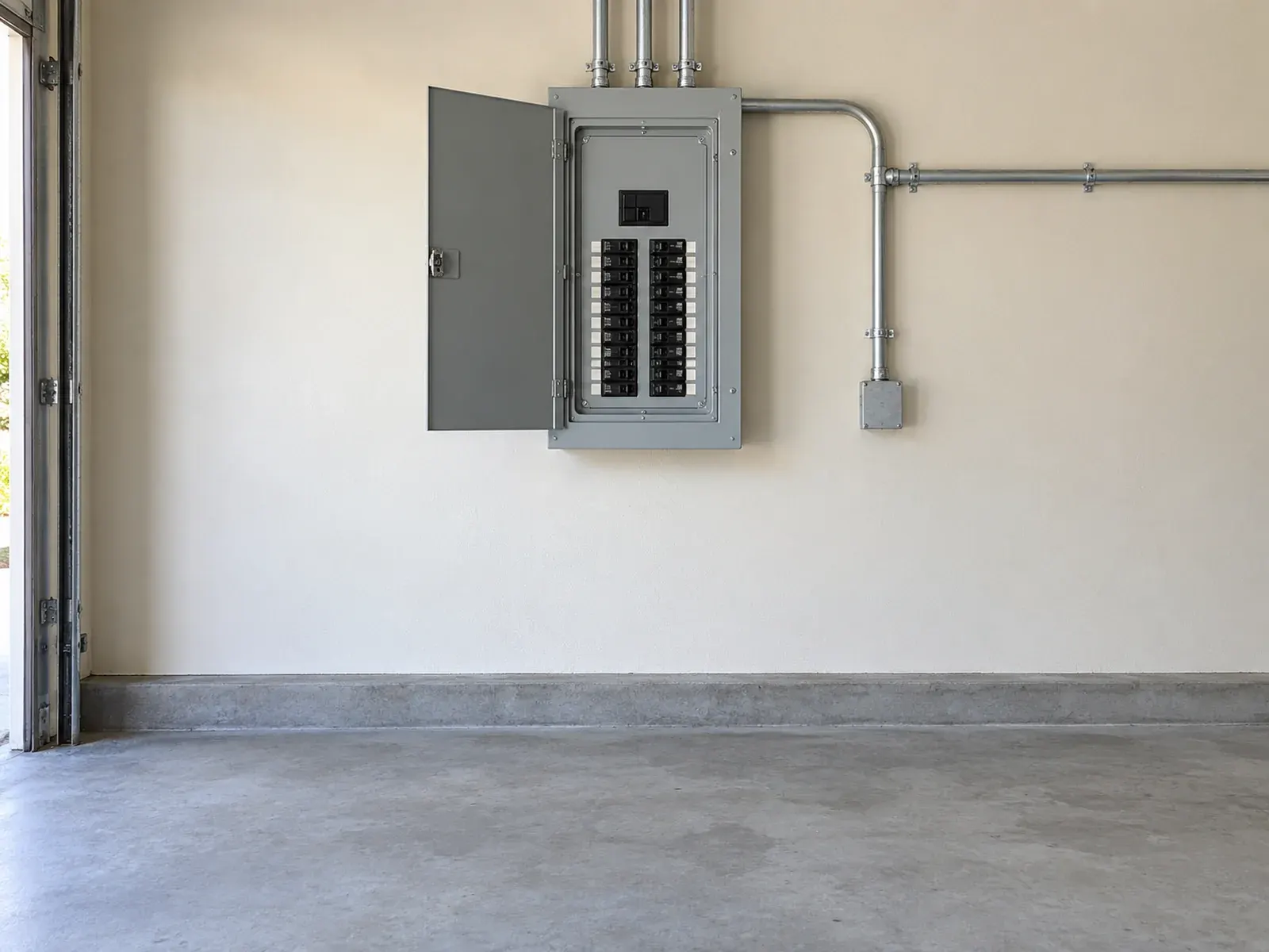 Electrical services in Los Angeles: tidy electrical panel with labeled breakers and clean conduit