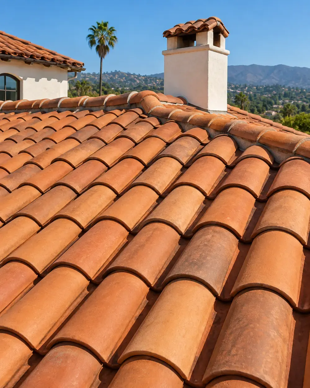 Tile roofing in Los Angeles, CA: terracotta barrel tile roof on a Spanish-style home