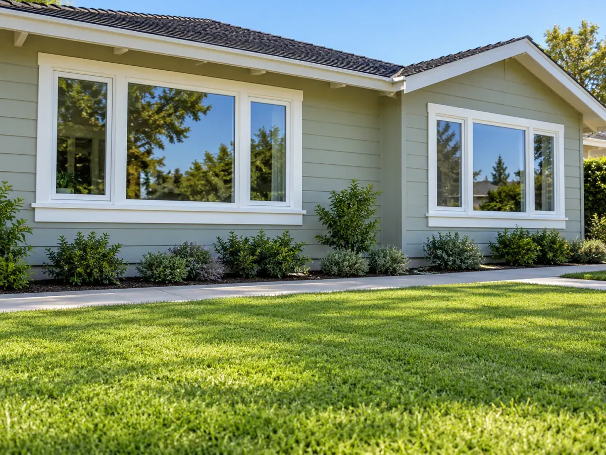 Window replacement in Los Angeles, CA: new white-frame windows on a home facade
